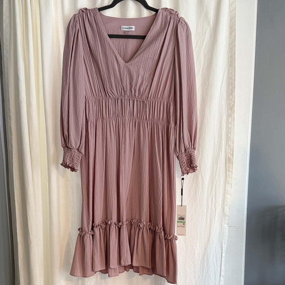 Calvin Klein Women's Dusty Rose Pink Long Sleeve Dress!